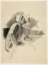 Seated Man with Extended Left Arm, n.d., Félicien Rops, Belgian, 1833-1898, Belgium, Pen and black
