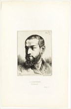 Portrait of J.J. Guiffrey, 1866, Charles Émile Jacque, French, 1813-1894, France, Etching and