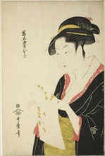 Tomimoto Toyohina, c. 1793, Kitagawa Utamaro ??? ??, Japanese, 1753 (?)-1806, Japan, Color