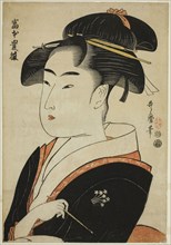 Tomimoto Toyohina, from the series Famous Beauties of Edo (Edo komei bijin), c. 1793/94, Kitagawa