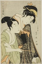 Osome and Hisamatsu, from the series Beauties in Joruri Roles (Bijin awase joruri kagami), c. 1795,