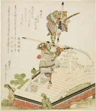 Festival float of Tsutsui Jomyo fighting Ichirai Hoshi on the Uji Bridge, 1820, Katsushika Hokusai