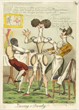 Lacing a Dandy, published January 26, 1819, Unknown Artist (English), published by Thomas Tegg
