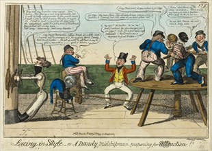 Lacing in Style, published March 6, 1819, George Cruikshank (English, 1792-1878), after Captain