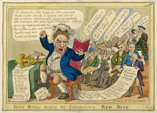 John Bull Reading the Extraordinary Red Book, published June 20, 1816, William Elmes (English,