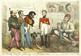 The Dandy Tailor, Planing a New Hungry Dress, published May 15, 1819, Isaac Robert Cruikshank