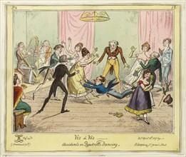 Vis a Vis, Accidents in Quadrille Dancing, published April 15, 1817, George Cruikshank (English,