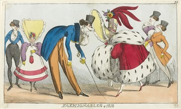 Fashionables of 1818, 1818, George Cruikshank, English, 1792-1878, England, Hand-colored etching on