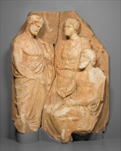 Fragment of a Funerary Naiskos (Monument in the Shape of a Temple), about 330 BC, Greek, Athens,