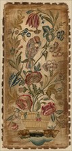 Panel (For a Sconce), 18th century, England, Silk, satin weave, embroidered with colored silk floss
