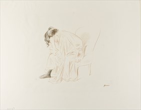 Seated Woman, Head in Right Hand, 1897, Jean Louis Forain, French, 1852-1931, France, Lithograph in