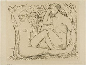 Adam and Eve, 1895, Aristide Joseph-Bonaventure Maillol, French, 1861-1944, France, Zincograph in