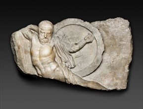 Relief of a Falling Warrior, 2nd century AD, Roman, Piraeus, Marble, 53.3 × 81 × 17.5 cm (21 × 31