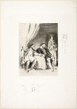 Weislingen Held Prisoner by Goetz, 1821, Eugène Delacroix, French, 1798-1863, France, Lithograph in