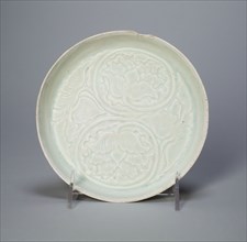 Dish with Peonies and Leaves, Song dynasty (960–1279), China, Qingbai ware, stoneware with