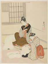 Evening Snow on a Floss Shaper (Nurioke no bosetsu), from the series Eight Views of the Parlor
