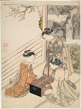 Watching the Game, c. 1766, Suzuki Harunobu ?? ??, Japanese, 1725 (?)-1770, Japan, Color woodblock