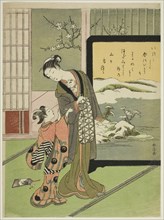 Courtesan and Her Child Attendant Playing with a Cat, c. 1768, Suzuki Harunobu ?? ??, Japanese,