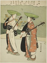 Two Itinerant Musicians, c. 1765/70, Suzuki Harunobu ?? ??, Japanese, 1725 (?)-1770, Japan, Color