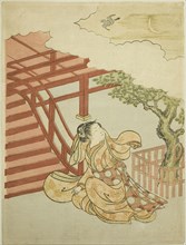 The Call of the Cuckoo from above the Clouds (parody of Minamoto no Yorimasa), c. 1766, Suzuki