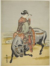 Courtesan Riding an Ox (parody of Botange Shohaku), c. 1766, Suzuki Harunobu ?? ??, Japanese, 1725