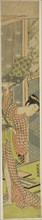 Young Woman Hanging a Painting, c. 1771, Isoda Koryusai, Japanese, 1735-1790, Japan, Color