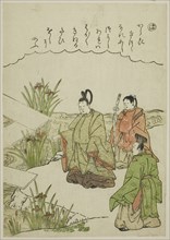 Ho: Yatsuhashi Bridge in Mikawa Province, from the series Tales of Ise in Fashionable Brocade