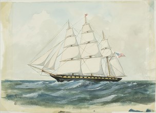 The Boston Clipper, Lightning, 1854, P. Giles, American, 19th century, United States, Watercolor on