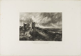 Hadley Castle, Near the Nore, n.d., after David Lucas, English, 1802-1881, England, Mezzotint on