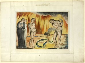 The Circle of the Thieves, Buoso Donati Attacked by the Serpent. Inferno, canto XXV, 1827, printed