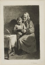 Old Man with a Boy Reading, 1770, Jean Jacques de Boissieu, French, 1736-1810, France, Etching on