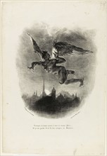 Mephistopheles Flying, 1828, Eugène Delacroix, French, 1798-1863, France, Lithograph in black on