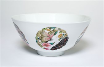 Bowl with Medallions of Butterflies, Peonies, Chrysanthemums, Peaches, Plums and Orchids, Qing