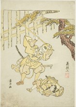 Yoshitsune and Benkei at Ataka barrier, 1765, Ran-u, Japanese, 18th century, Japan, Color woodblock