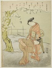 Poem by Mibuno no Tadami, from an untitled series of Thirty-Six Immortal Poets, c. 1767/68, Suzuki