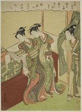 Young Man Walks in as Two Courtesans Read Love Letter, c. 1772/74, Shiba Kokan (Suzuki Harushige),