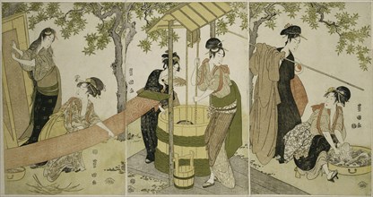 Doing the Laundry by the Well Curb (Idobata no sentaku to araihari), c. 1795, Utagawa Toyokuni I ??
