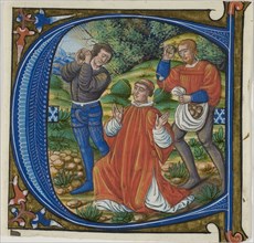 The Stoning of Saint Stephen in a Historiated Initial A or C from a Gradual, c. 1500, French