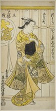 The Courtesan Yugiri of Ibarakiya, Osaka, from a triptych of beauties of the three capitals, c.