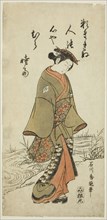 Young Woman Walking Near a Stream, c. 1760, Ishikawa Toyonobu, Japanese, 1711-1785, Japan, Color