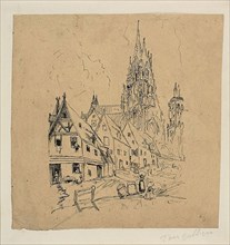 Gothic Cathedral, n.d., Rodolphe Bresdin, French, 1825-1885, France, Pen and black ink, on tan