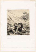 The Ass and Two Thieves, 1862, Honoré Victorin Daumier (French, 1808-1879), printed by Bertauts,