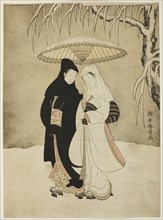 Lovers Beneath an Umbrella in the Snow, c. 1767, Suzuki Harunobu ?? ??, Japanese, 1725 (?)-1770,