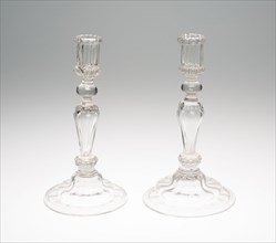 Two Candlesticks, 1725/50, France, Glass, H. 31.1 cm (12 1/4 in.)