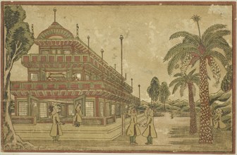 Newly Published Dutch Perspective View: The Tomb of King Mausolus in Asia, c. 1824/25, Utagawa