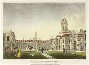Great Courtyard, Dublin Castle, published July 1792, James Malton, English, 1761-1803, England,
