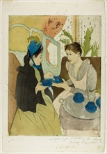Afternoon Tea Party, 1890–91, Mary Cassatt (American, 1844-1926), printed with Leroy (French,