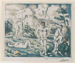Bathers, 1890–1900, Paul Cézanne, French, 1839-1906, France, Color lithograph on ivory laid paper,