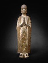 Monk, Sui Dynasty (589–618 A.D.), China, Limestone with traces of polychromy, H. (without base) 35