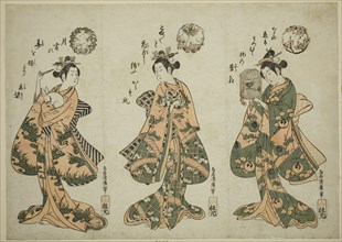 Three Young Women with Pets, c. 1755, Torii Kiyohiro, Japanese, active c. 1737-76, Japan, Color